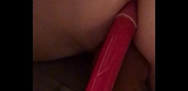  Amateur drunk pawg wife screaming and cummin with a huge dildo up her ass